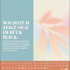 Text: "Wachstum zeigt sich im Rückblick." Kalender für Mai 2027. Pastellfarbenes Blatt-Design.
