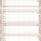 Kalenderblatt für Mai 2027, illustriert mit floralen Mustern an den Rändern. Wochentage und Platz für Notizen.