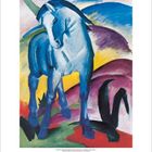 "5", "28", "31". Ein blauer Pferd in expressionistischen Landschaft.