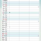 „MAI“, Kalender für Mai 2027, mit Wochentagen in mehreren Sprachen. Unterer Rand in Blau.