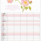 "Ärgere dich nicht darüber, dass der Rosenstrauch Dornen trägt, sondern freue dich darüber, dass der Dornenstrauch Rosen trägt." Japanisches Sprichwort. Darunter Kalender für Mai 2027 mit rosa Rosenillustration oben.