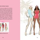 Text: "AUF INS KÜHLE NASS". Links Text über Bademode und Barbie. Rechts drei gezeichnete Frauen in Badeanzügen.