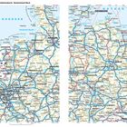 Fernfahrtenkarte Deutschland Nord mit Städten und Verkehrswegen. Enthält Details zu Autobahnen und Flüssen.