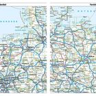 Zwei Karten mit "Fernfahrtkarte - Nordteil". Links: Nordsee, Deutschland, Niederlande. Rechts: Ostsee, Polen, Berlin, Hamburg.