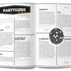 Texte: "Partyguide Paris", "Rex Club", "Le Noci", "La Machine du Moulin Rouge", "Wanderlust", "Kilometre25", "Yoyo", "Badaboum". 
Illustration: Discokugel.