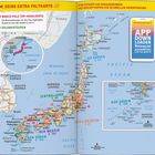 "DEINE EXTRA FALTKARTE", "ERLEBNISTOUREN", "APP DOWNLOADEN", Karte von Japan mit Routen und Highlights.