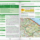 Texte über Erlebnisreisen: "IM HINTERLAND DER MARKEN", "Pesaro", "Villa Bucci", "Tag 1", "Tag 2". Kartenausschnitt zeigt Route in der Region.<userstart />