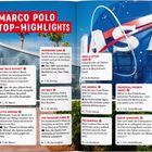 "MARCO POLO TOP-HIGHLIGHTS" in roten Buchstaben oben. Links und rechts Orte in Florida, z.B. Art Deco District und Cape Canaveral.