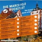 "DIE MARCO POLO BUCKETLIST" und "Das musst du in Weimar erlebt haben" heben 10 Erlebnisse in Weimar hervor. Im Hintergrund ein historisches Gebäude mit Herbstbäumen.