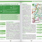 Texte in grünen Kästchen, Kartenabschnitt, Beschreibungen von Routen und Sehenswürdigkeiten zwischen Starnberger See und Eng.