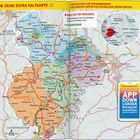 Karte der Eifelregion mit Highlights und Erlebnistouren. Hinweis auf APP Download zur Reisezielauswahl.