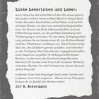 "Liebe Leserinnen und Leser," erklärt humorvoll die ideale Sitzhaltung auf der Toilette für optimales Lernen. "Ihr K. Ackermann"