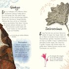 Ginkgo: Text über Ginkgo-Bäume und Fossilien. Seirocrinus: Text über jurassische Tiere. Bild mit Fossilienabbildungen.