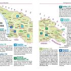 "Die Regionen im Überblick" zeigt eine Karte Georgiens mit neun nummerierten Regionen, die kurz beschrieben werden.
