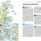 "Die Regionen im Überblick", Nummern 1 bis 4 beschreiben Reiseziele und Sehenswürdigkeiten in verschiedenen Regionen Dänemarks. Links ist eine Karte zu sehen.