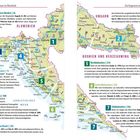 "Die Regionen im Überblick": Sieben nummerierte Bereiche Kroatiens mit kurzen Beschreibungen, Karten und geographischen Hinweisen.