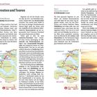 "Reiserouten und Touren. Tour 1: Zeeland, Reich des Wassers. Tour 2: Genussvolles Zeeland." 
Karte zeigt Zeeland, Foto von Sonnenuntergang.