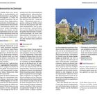 „Erlebenswertes im Zentrum“ beschreibt die Vielfalt von Vancouver. Erwähnt werden Robson Street, Vancouver Art Gallery und Hotel Vancouver. Rechts ein Foto von Gebäuden und einem Park.