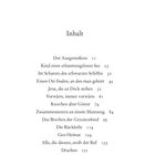 Inhalt: Verschiedene Titel mit jeweiligen Seitenzahlen, beginnend mit "Der Ausgestoßene" auf Seite 11.