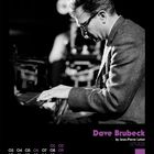 Dave Brubeck, Kalender mit Datum 03-31. Schwarz-weißes Foto eines Mannes am Flügel, violette Akzente.