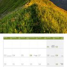 Kalender für Mai 2027 mit Wochen- und Feiertagen. Oben ein Bild eines Bergrückens bei Sonnenuntergang.