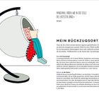 Texte: „Manchmal hören wir in der Stille die lautesten Dinge.“ und „Mein Rückzugsort“. Illustration: Hängesessel mit Kissen.