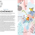 „Welt der SCHÖNHEIT. Von Blumen bis zu Pfützen: Schönheit kann man fast überall finden.“ Verspielte, bunte Illustration mit Blumen.