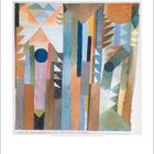 "1918 Der Wald, der aus dem Samen-korn entstand." Illustration mit geometrischen Formen in dominierenden Erdtönen.