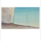 Mai, May - Ein Gemälde mit geometrischen Formen, sanften Farben und einem kleinen Mond am Himmel.