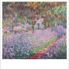 Mai, Monet-Gemälde eines blühenden Gartens. Untere Hälfte: Kalendarium für den Monat Mai.