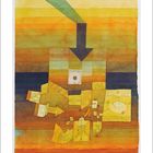 Mai 1-31 mit Wochentagen im Kalendarium. Illustration: Abstrakte Formen, Pfeile und bunte, gestreifte Hintergründe.