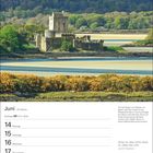 Juni, Woche 24, Zwillinge. Zitat: "Sicher ist, dass nichts sicher ist. Selbst das nicht." Kalenderansicht, im Hintergrund eine Burg.