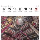 Juni, 24. Woche, Kalenderdaten vom 14. bis 20., Foto zeigt Kirche Saint-Joseph in Le Havre mit farbigem Glasdekor.