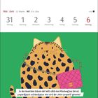 Kalender: 31. Mai bis 6. Juni. Illustration: Gepunktete Katze mit pinker Tasche. Texthinweis auf teure Katzenmischung.
