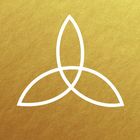 Text "Triquetra" unten, darüber ein weißes, dreifaches Knotensymbol auf goldfarbenem Hintergrund.