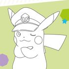 "Male das Bild bunt aus!" steht oben. Eine Illustration zeigt ein bekanntes Tier mit einer Mütze auf grünem Hintergrund.