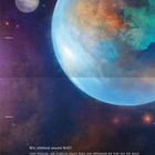 Wie entstand unsere Welt? Text über Schöpfungsmythen. Bild der Planeten Saturn und Uranus im All mit leuchtenden Farben.