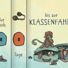 "Nur noch ... Tage bis zur KLASSENFAHRT." Illustration: Ein Koffer mit Kuscheltieren und Kleidung, eine Katze links.