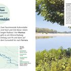 Am großen Strom zur eleganten Stadt der Fahrräder. Landschaft mit Fluss, Bäumen und Radroute von Mantua nach Ferrara.