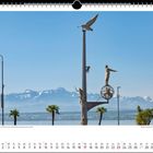 Vor der Säntiskulisse – die Magische Säule von Peter Lenk auf dem Meersburger Hafenarndell. 

Kalenderansicht für Mai 2021 mit Alpen im Hintergrund.