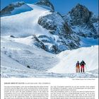 "GABLER: BERG MIT GLATZE (ZILLERTALER ALPEN, TIROL, ÖSTERREICH)" Eine schneebedeckte Berglandschaft mit Skifahrern im Zillertal.