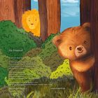 Für Emanuel. Bestell-Nr. RKW 5612. Ein fröhlicher Bär schaut hinter einem Baum hervor; ein Löwe blickt neugierig zwischen Bäumen hervor.