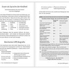 Texte behandeln Verbindung von Essen mit Emotionen und Biografie. Tabelle: Unterschied biologischer Hunger vs. emotionaler Appetit.