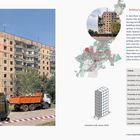 Building 1: Nine-floor residential block, damaged by missile; map, criteria table, compliance 100%; photos show destruction.