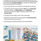 Anleitung zur Nutzung eines Hefts: Schritte zum Lösen, Ausschneiden, Basteln. Foto von Lernmaterial, Schere und Klebeband.