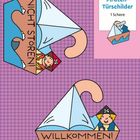 Piraten-Türschilder: "NICHT STÖREN!" und "WILLKOMMEN!" auf Schildern in Form von Schiffen mit Piratenillustrationen.