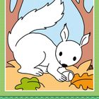 „Das Eichhörnchen sucht seine Nuss, die irgendwo versteckt sein muss.“ Illustration: Ein Eichhörnchen hält eine Nuss.