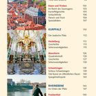 Inhaltsverzeichnis mit Themen: Kunst, Kultur, Essen, Städte wie Heidelberg und Mannheim. Bilder von Architektur und Natur.