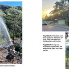 Tag 18: 4wheels, Zentrum Unwetter.  
Oben: Ruhebereich mit Fahrrädern.  
Unten: Kängurus im Grasland.