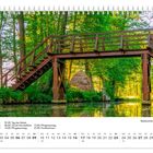 Mai, 01.05. Tag der Arbeit, Holzbrücke über ruhigem Fluss in grünem Wald. Radduscher Hafenidylle.
